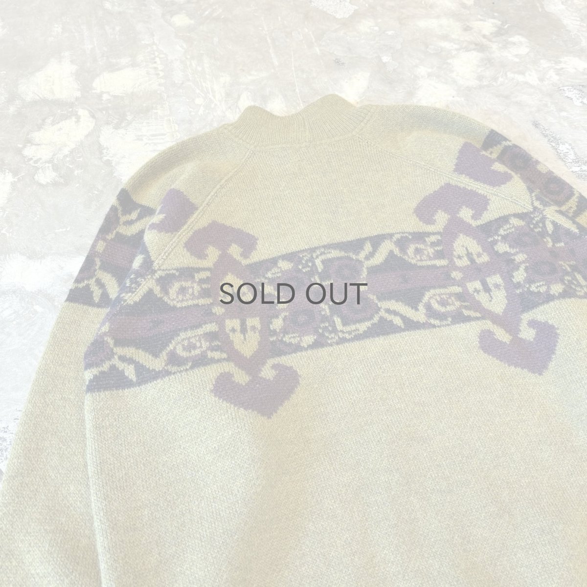 画像9: NATIVE GRAPHIC PATTERN MOCK NECK KNIT SWEATER / Mens L / MADE IN ITALY (9)