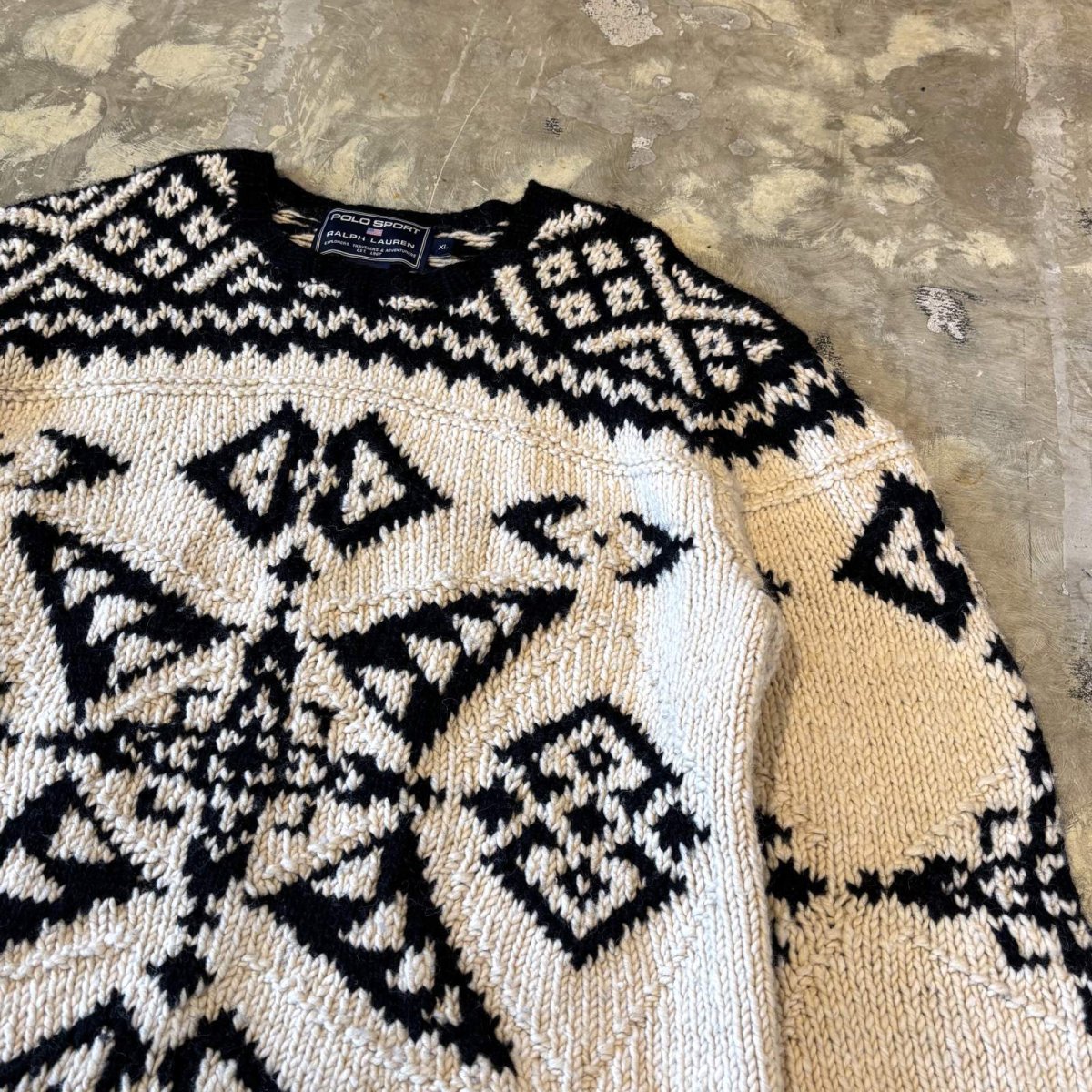 画像4: 【POLO SPORT】GRAPHIC PATTERN WOOL HANDKNIT SWEATER / Mens XL (4)