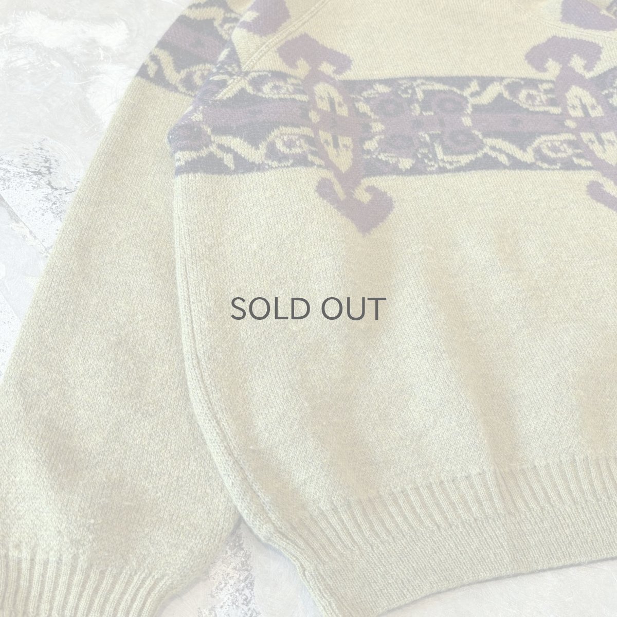 画像5: NATIVE GRAPHIC PATTERN MOCK NECK KNIT SWEATER / Mens L / MADE IN ITALY (5)