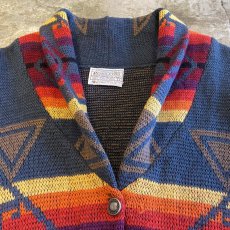 画像4: 【PENDLETON】NATIVE PATTERN SHAWL COLLAR KNIT CARDIGAN / Ladies L / MADE IN USA (4)