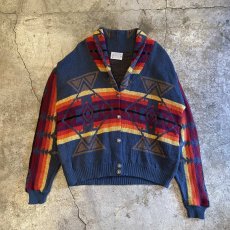 画像1: 【PENDLETON】NATIVE PATTERN SHAWL COLLAR KNIT CARDIGAN / Ladies L / MADE IN USA (1)