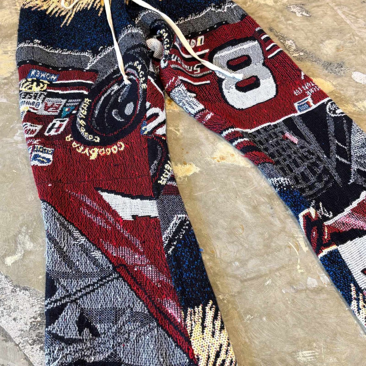 画像5: ALL OVER PATTERN KNITTING FLARE SILHOUETTE PANTS / ~W38 (5)