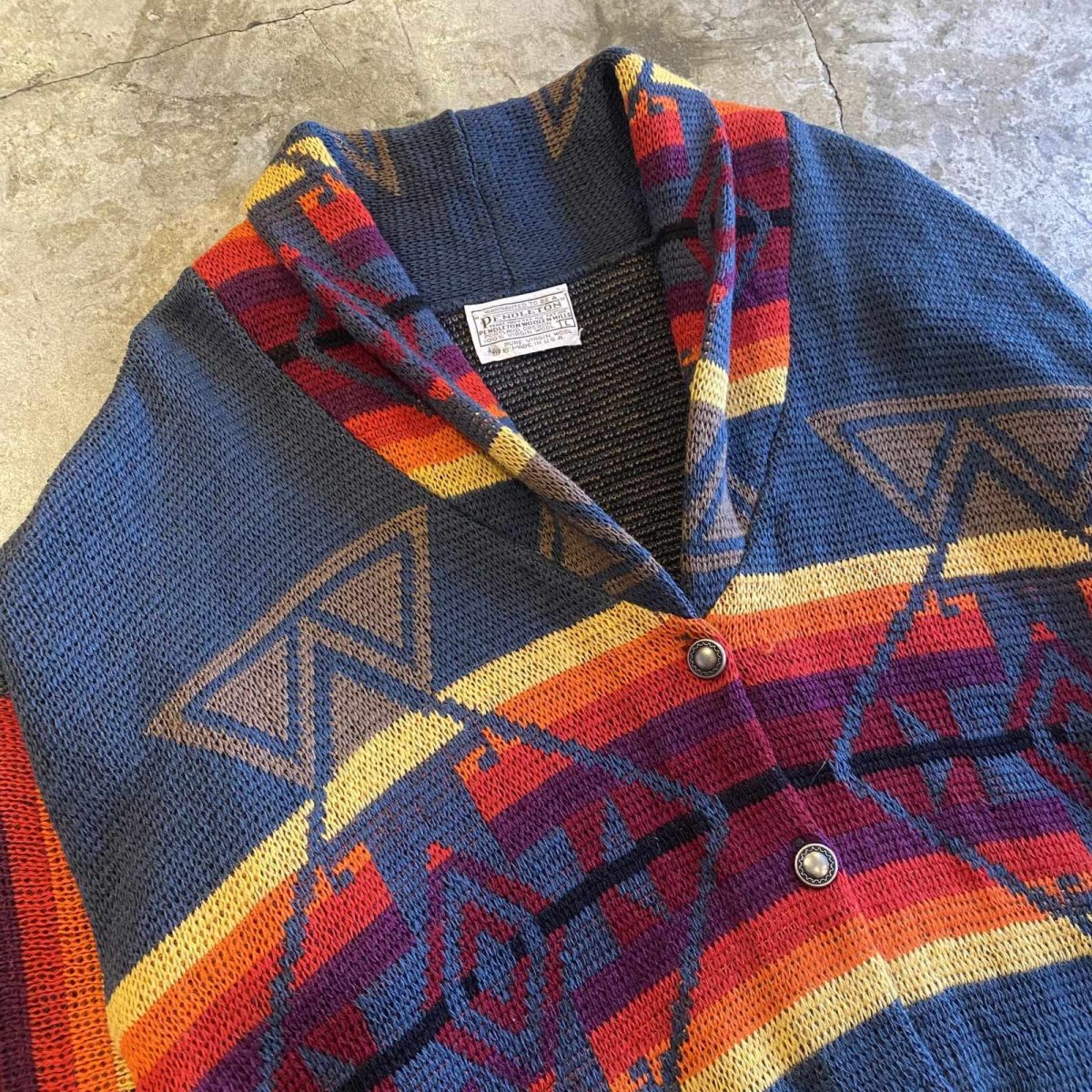 画像3: 【PENDLETON】NATIVE PATTERN SHAWL COLLAR KNIT CARDIGAN / Ladies L / MADE IN USA (3)