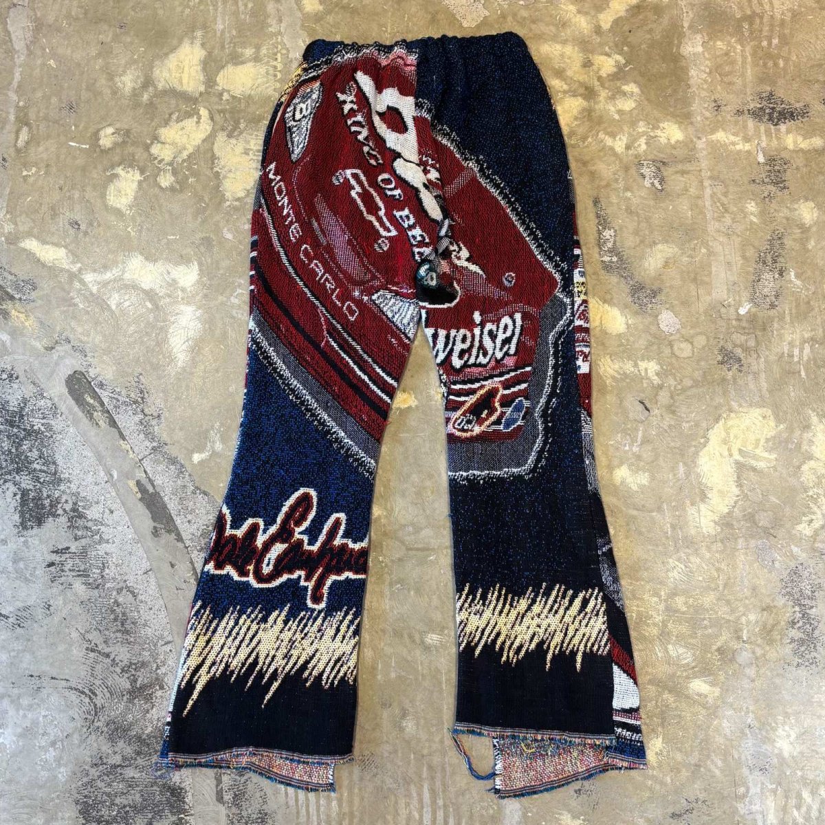 画像2: ALL OVER PATTERN KNITTING FLARE SILHOUETTE PANTS / ~W38 (2)