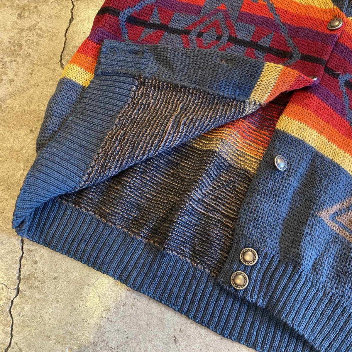 画像8: 【PENDLETON】NATIVE PATTERN SHAWL COLLAR KNIT CARDIGAN / Ladies L / MADE IN USA (8)