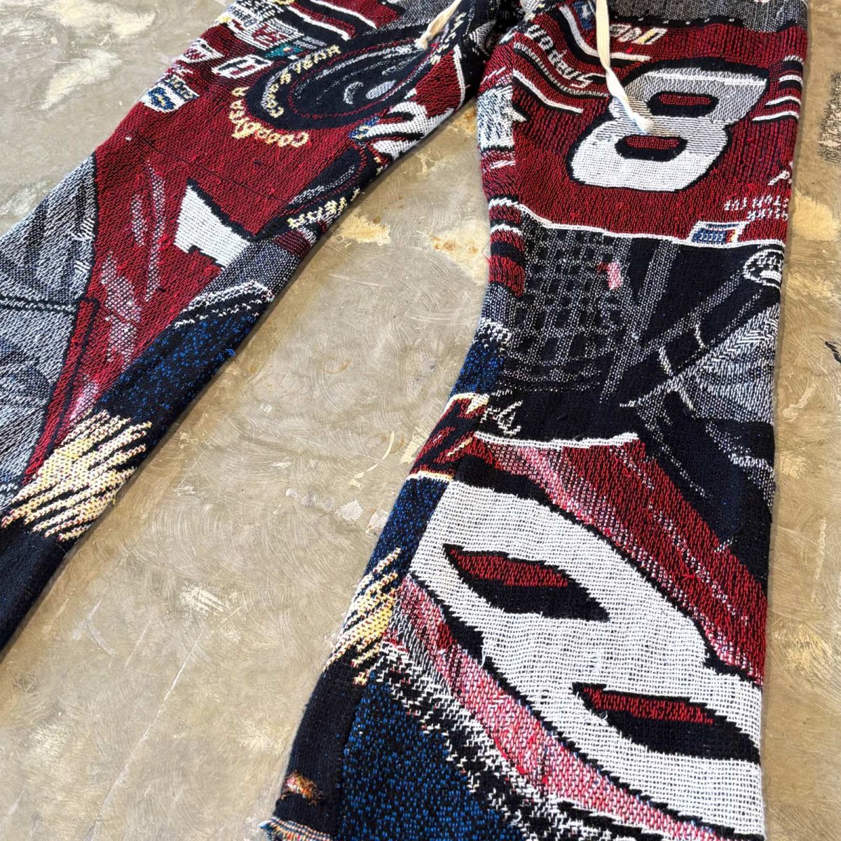 画像6: ALL OVER PATTERN KNITTING FLARE SILHOUETTE PANTS / ~W38 (6)