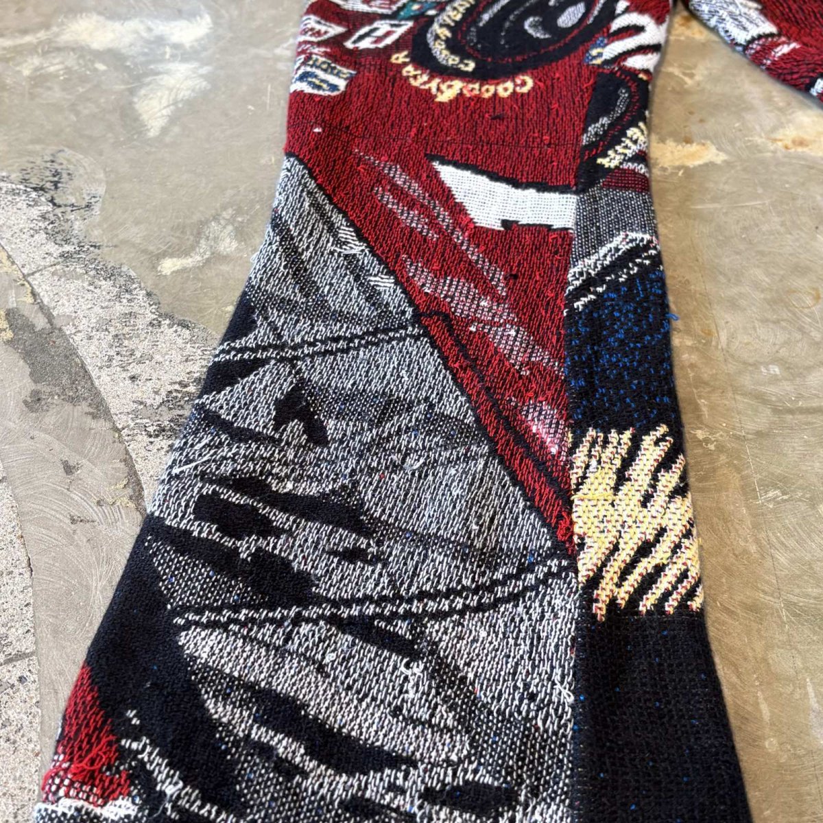 画像7: ALL OVER PATTERN KNITTING FLARE SILHOUETTE PANTS / ~W38 (7)