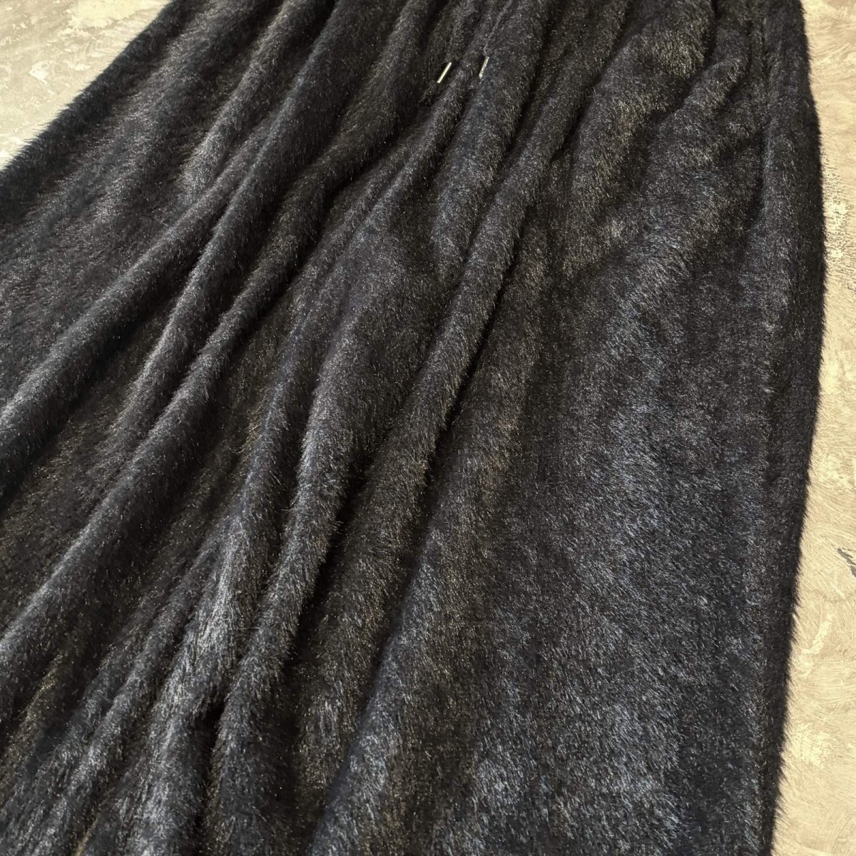 画像4: BLACK COLOR SHAGGY WIDE SILHOUETTE PANTS / W33 (4)