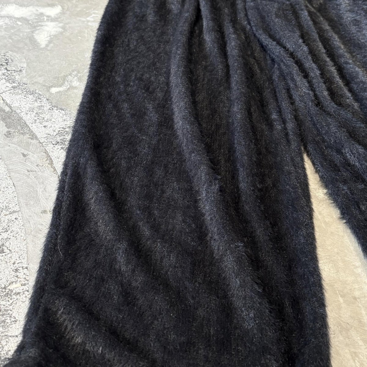画像7: BLACK COLOR SHAGGY WIDE SILHOUETTE PANTS / W33 (7)