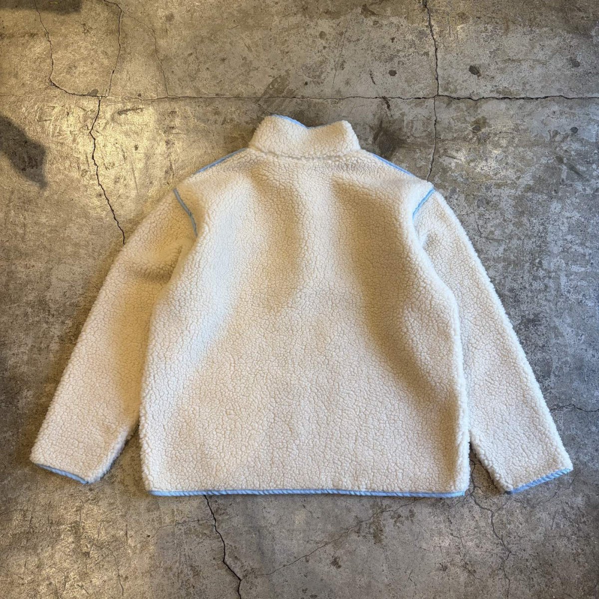 画像2: 【WONDERGROUND】SNAP DESIGN PIPING BOA KNIT TOPS / WHITE / OS (2)