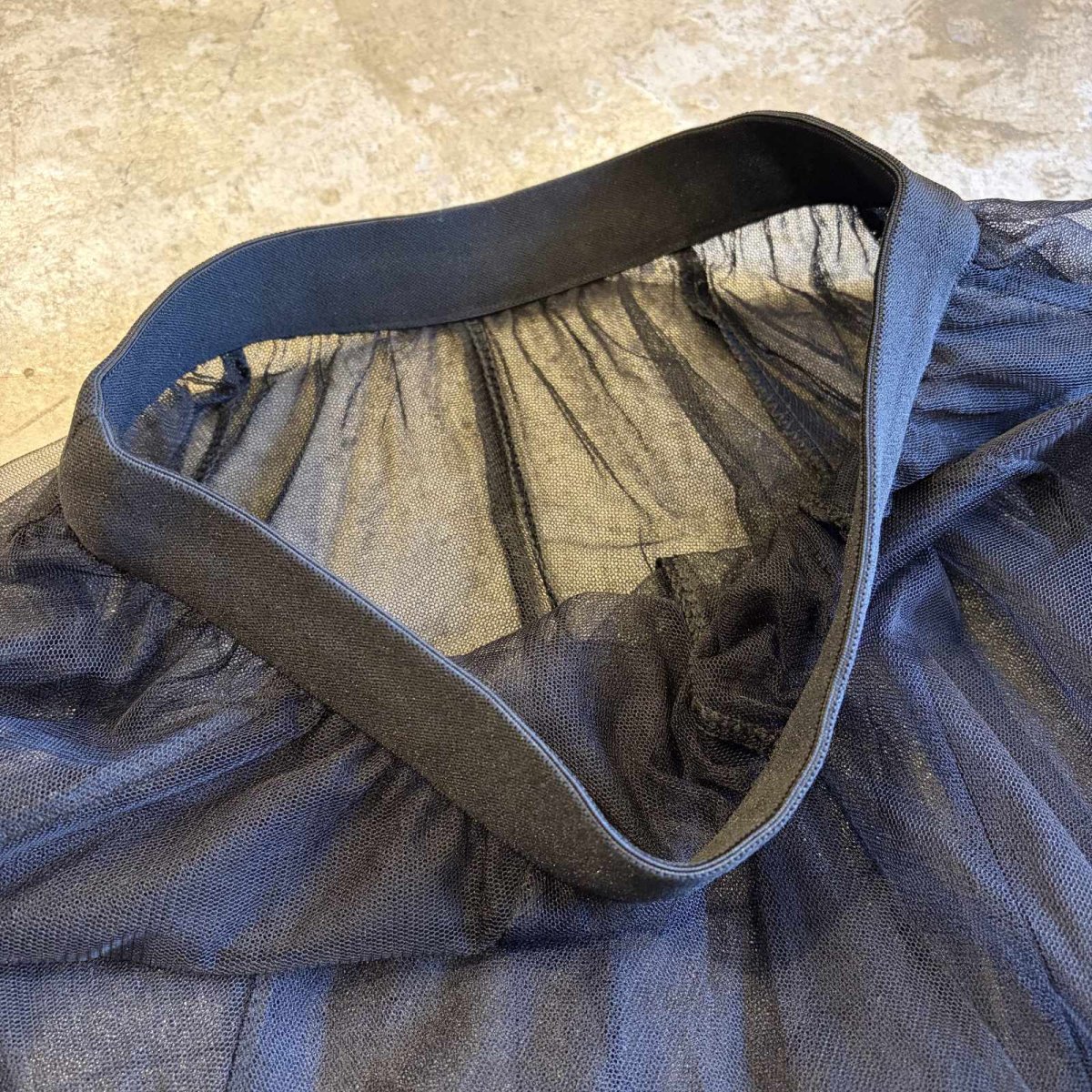 画像6: BLACK COLOR DESIGN TULLE SHEER FLARE LONG SKIRT / W23~W35 (6)