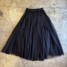 画像2: BLACK COLOR DESIGN TULLE SHEER FLARE LONG SKIRT / W23~W35 (2)