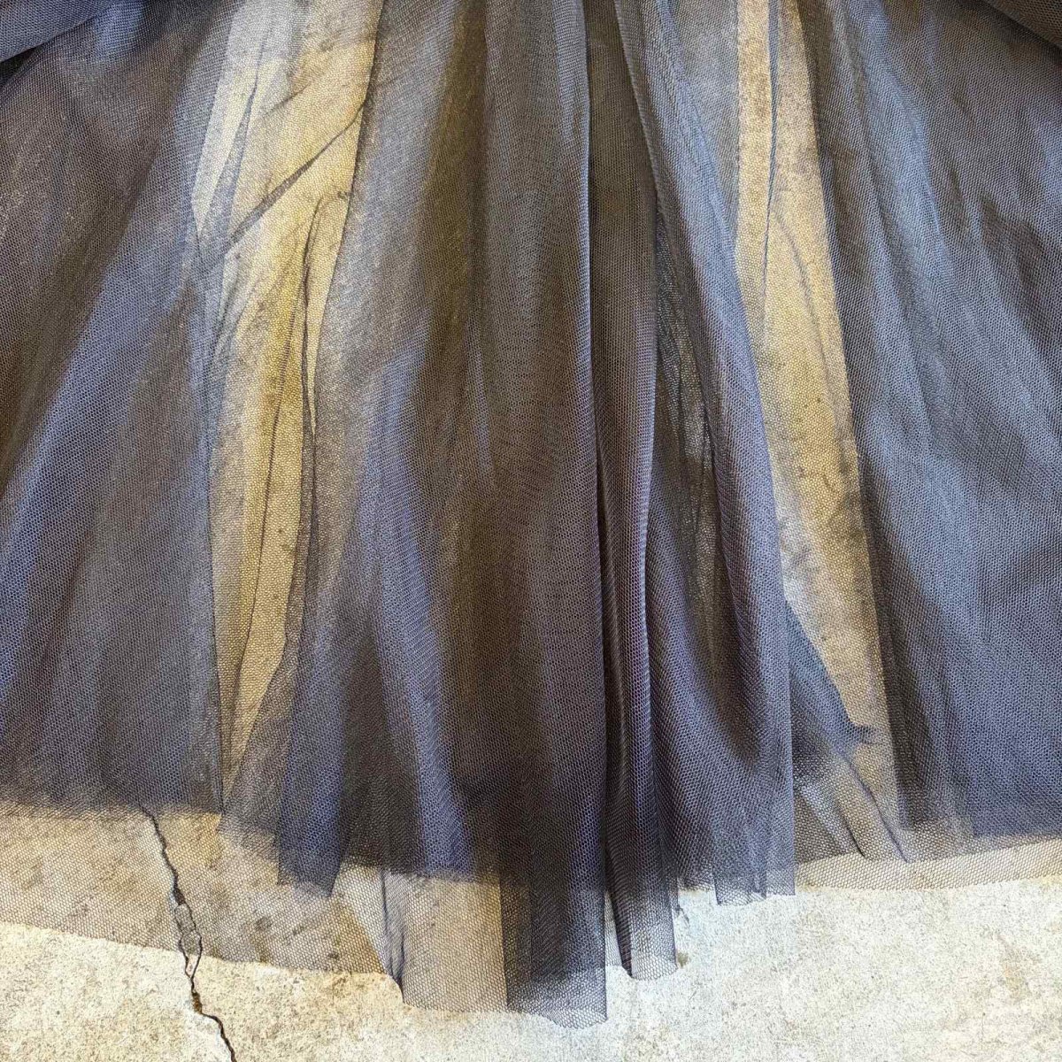画像7: BLACK COLOR DESIGN TULLE SHEER FLARE LONG SKIRT / W23~W35 (7)