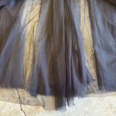 画像7: BLACK COLOR DESIGN TULLE SHEER FLARE LONG SKIRT / W23~W35 (7)