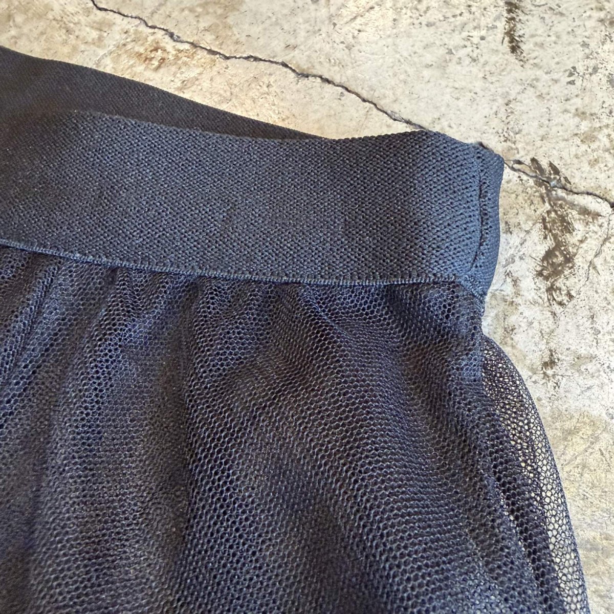 画像8: BLACK COLOR DESIGN TULLE SHEER FLARE LONG SKIRT / W23~W35 (8)