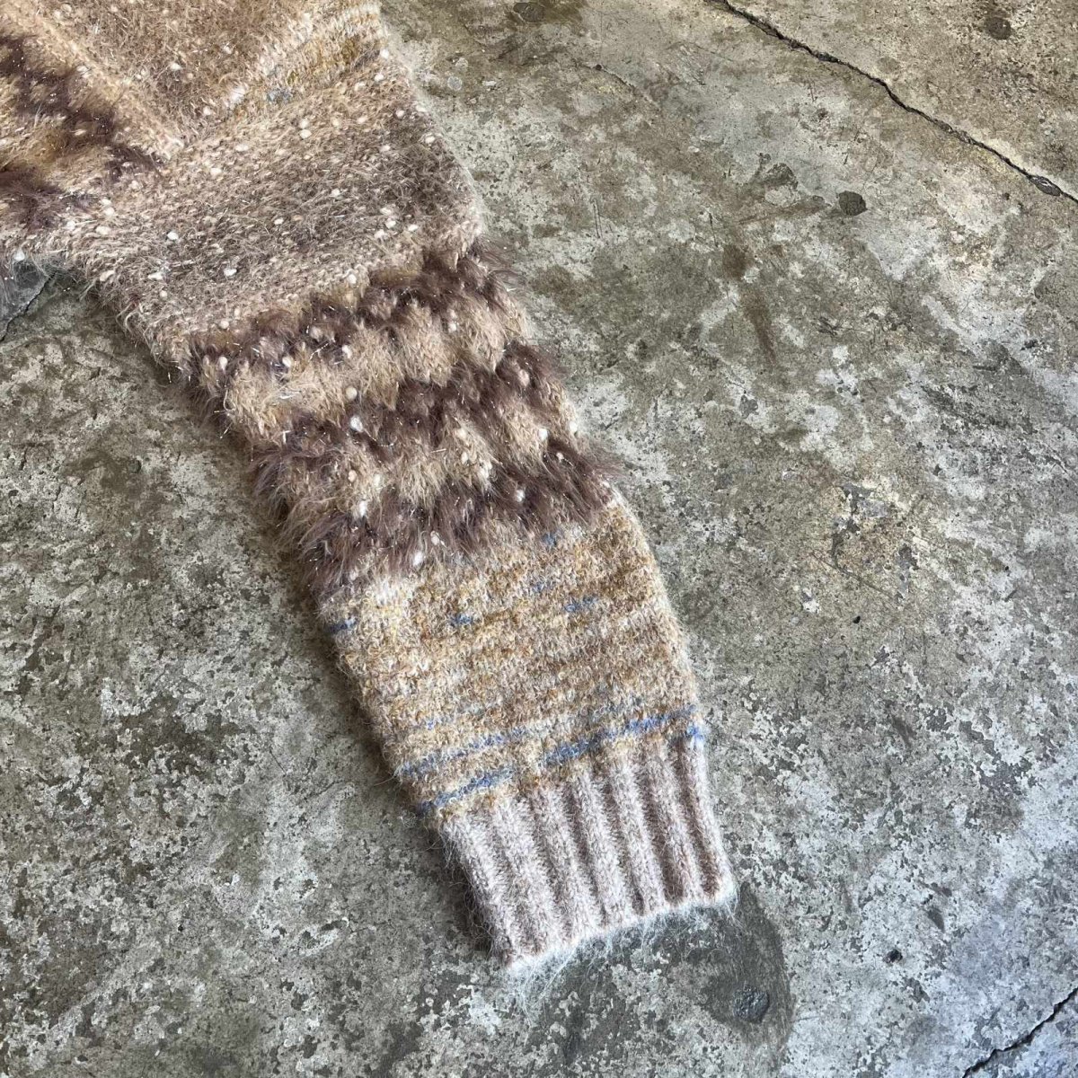 画像7: 4 COLOR BUTTON GLITTER MIX MULTI BORDER DESIGN KNIT SWEATER / Ladies M (7)