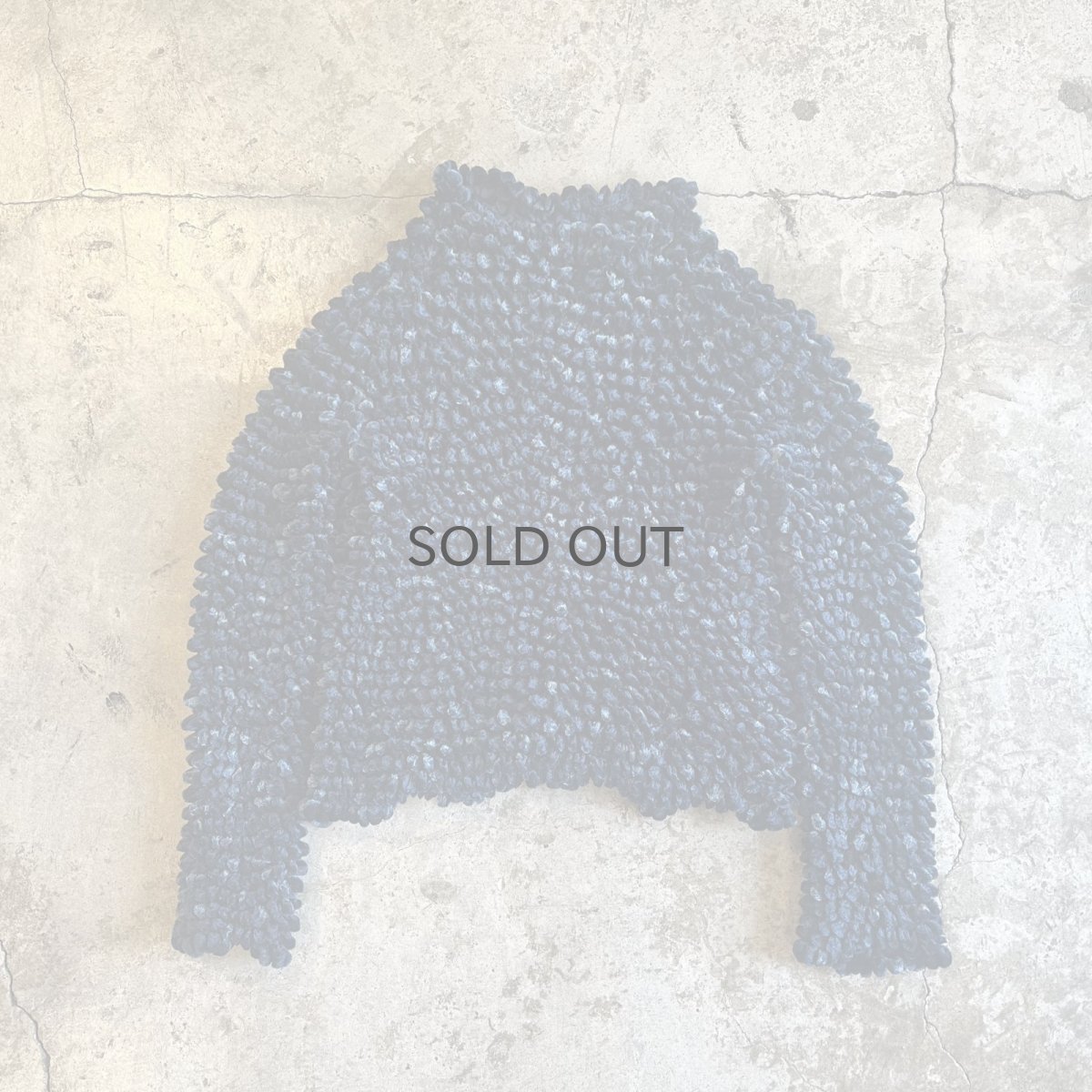 画像1: NAVY COLOR POPCORN DESIGN VERVET L/S TOPS / Ladies S~M (1)