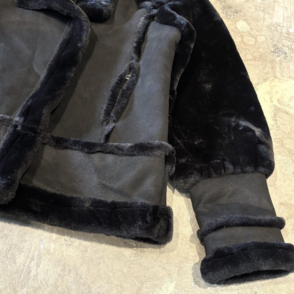 画像6: FAUX SUEDE SWITCHED FAUX FUR ZIP UP JACKET / Mens L (6)