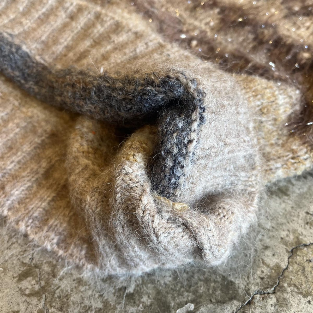 画像5: 4 COLOR BUTTON GLITTER MIX MULTI BORDER DESIGN KNIT SWEATER / Ladies M (5)