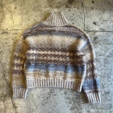 画像2: 4 COLOR BUTTON GLITTER MIX MULTI BORDER DESIGN KNIT SWEATER / Ladies M (2)