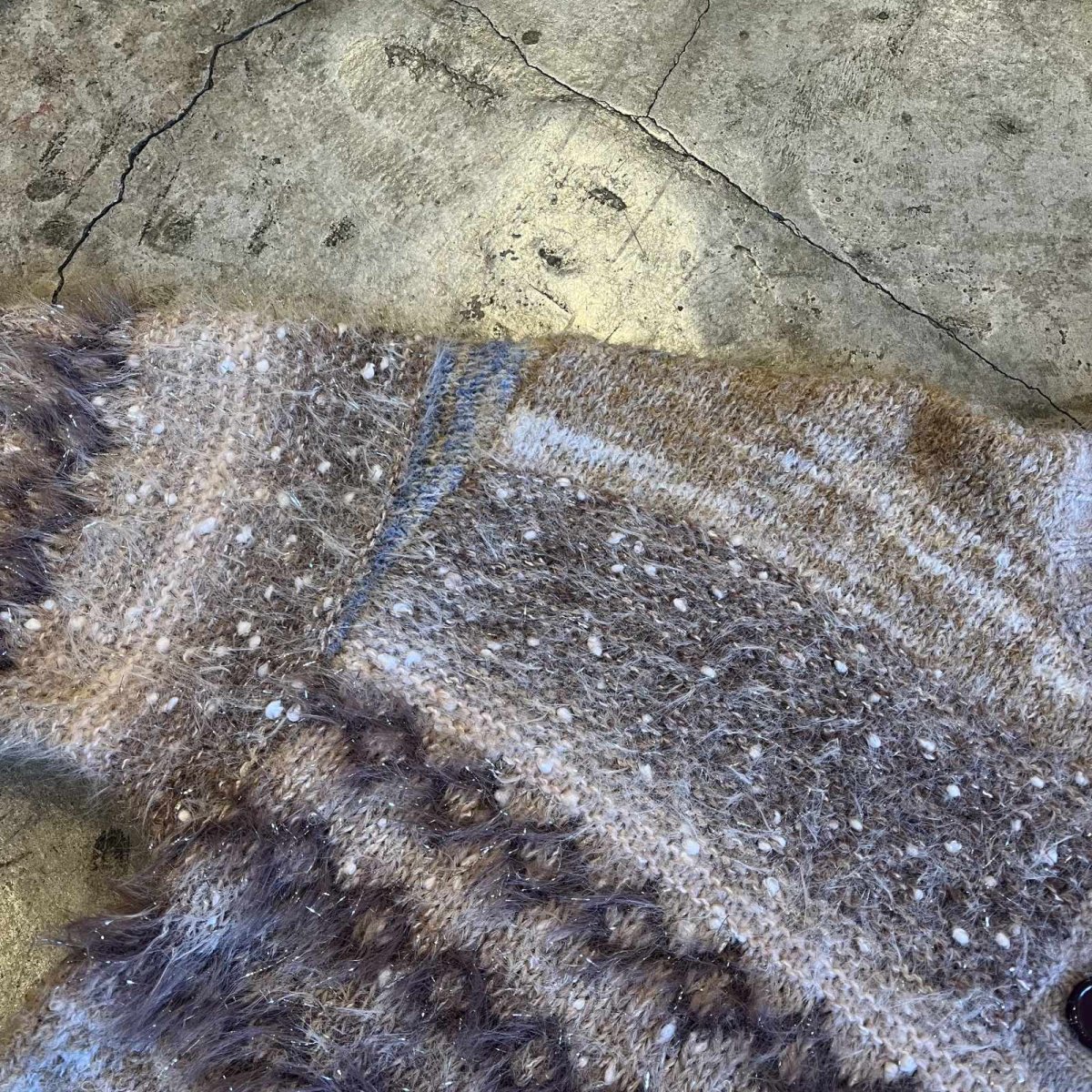 画像11: 4 COLOR BUTTON GLITTER MIX MULTI BORDER DESIGN KNIT SWEATER / Ladies M (11)