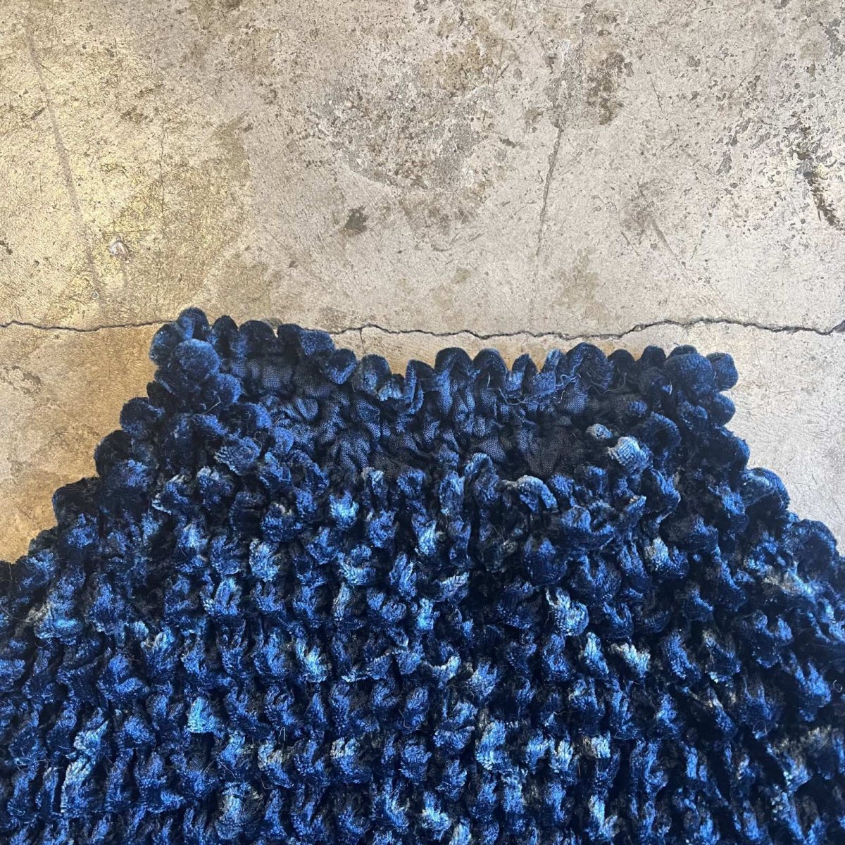 画像8: NAVY COLOR POPCORN DESIGN VERVET L/S TOPS / Ladies S~M (8)