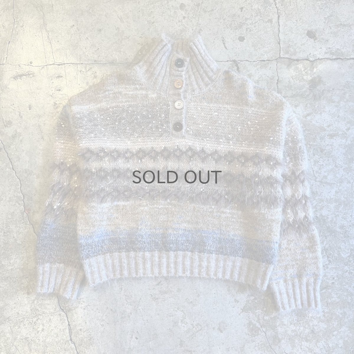 画像1: 4 COLOR BUTTON GLITTER MIX MULTI BORDER DESIGN KNIT SWEATER / Ladies M (1)