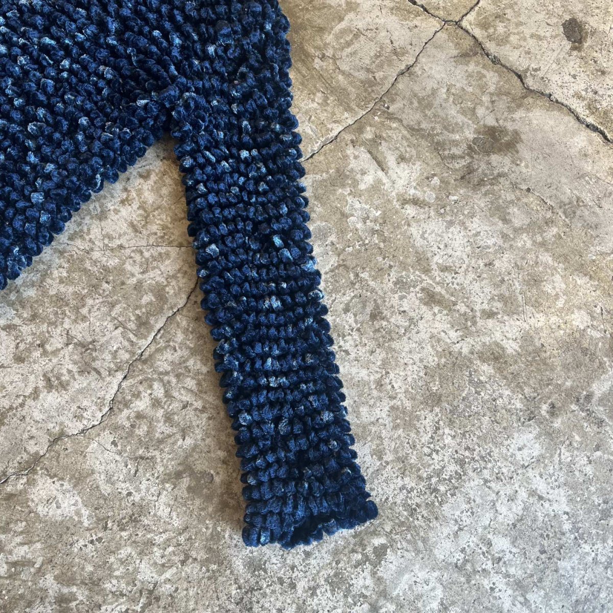 画像7: NAVY COLOR POPCORN DESIGN VERVET L/S TOPS / Ladies S~M (7)