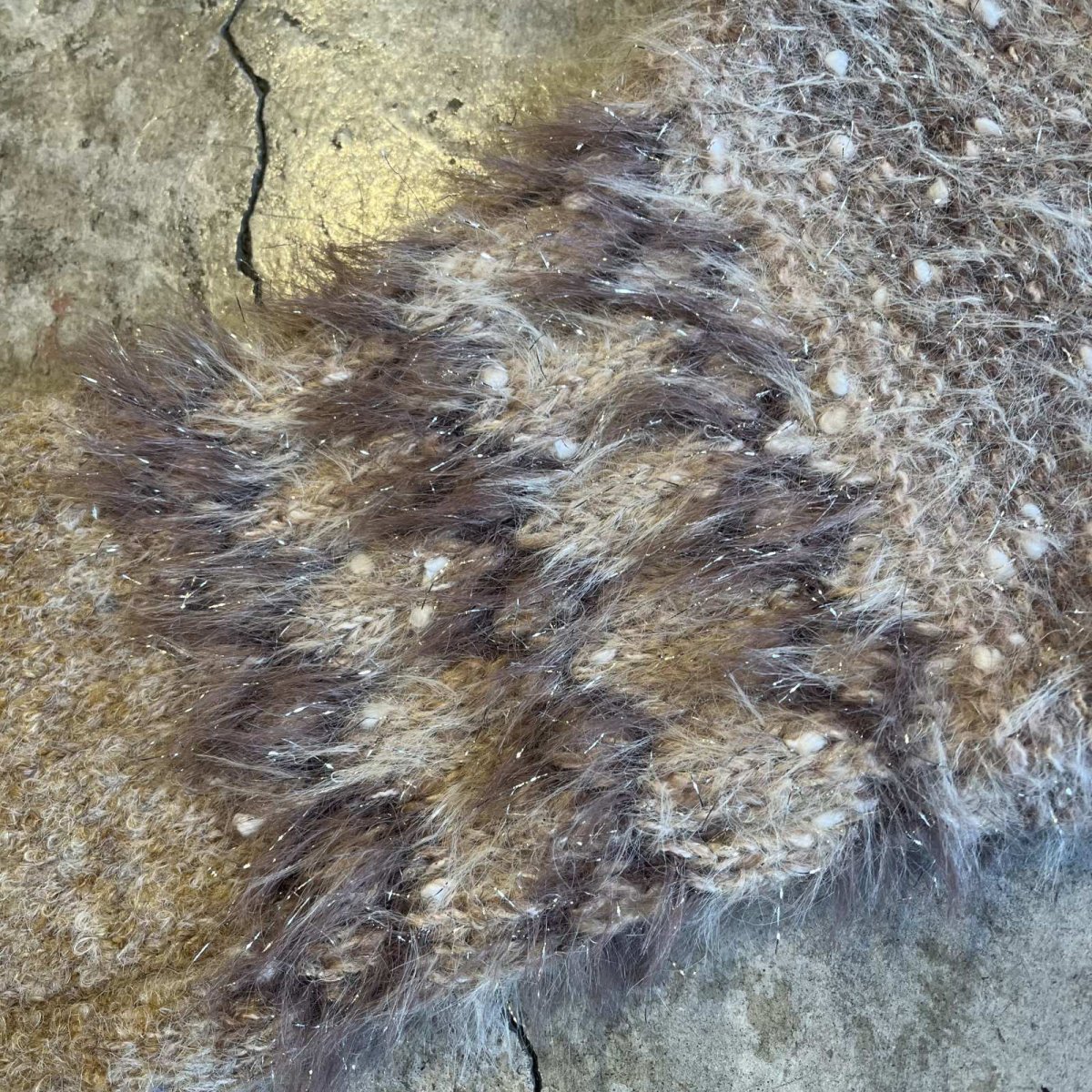 画像8: 4 COLOR BUTTON GLITTER MIX MULTI BORDER DESIGN KNIT SWEATER / Ladies M (8)