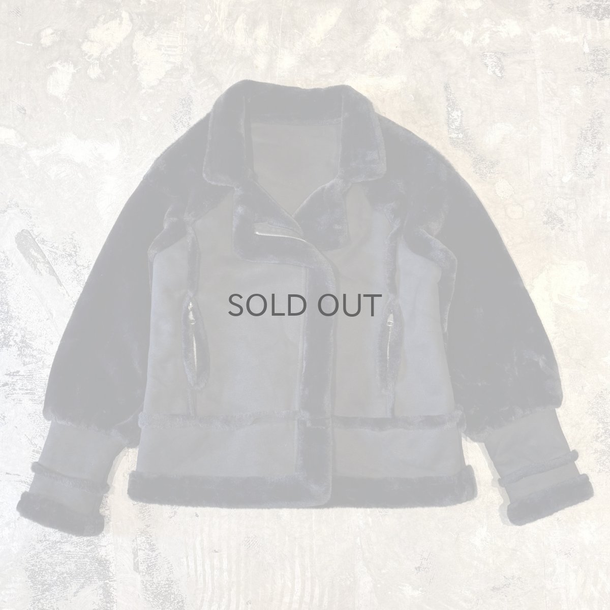 画像1: FAUX SUEDE SWITCHED FAUX FUR ZIP UP JACKET / Mens L (1)