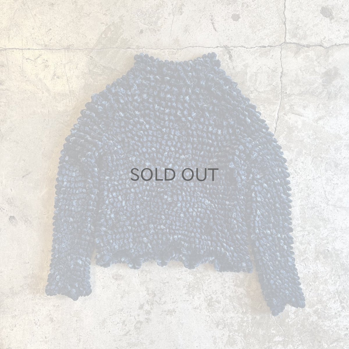 画像2: NAVY COLOR POPCORN DESIGN VERVET L/S TOPS / Ladies S~M (2)