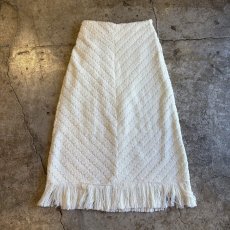 画像1: EMBOSS POINT SEQUINS ALL OVER PATTERN HEM FRINGE DESIGN SKIRT / W26~W32 (1)