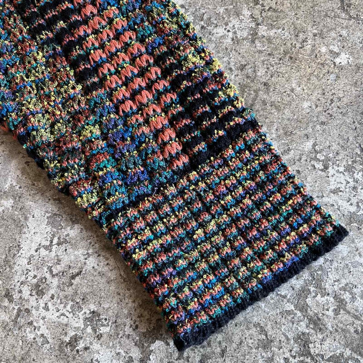 画像6: MIX COLOR ART ALL OVER PATTERN RIB KNIT L/S TOPS / Ladies M~L(L) (6)