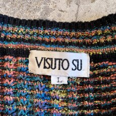 画像12: MIX COLOR ART ALL OVER PATTERN RIB KNIT L/S TOPS / Ladies M~L(L) (12)