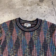 画像8: MIX COLOR ART ALL OVER PATTERN RIB KNIT L/S TOPS / Ladies M~L(L) (8)