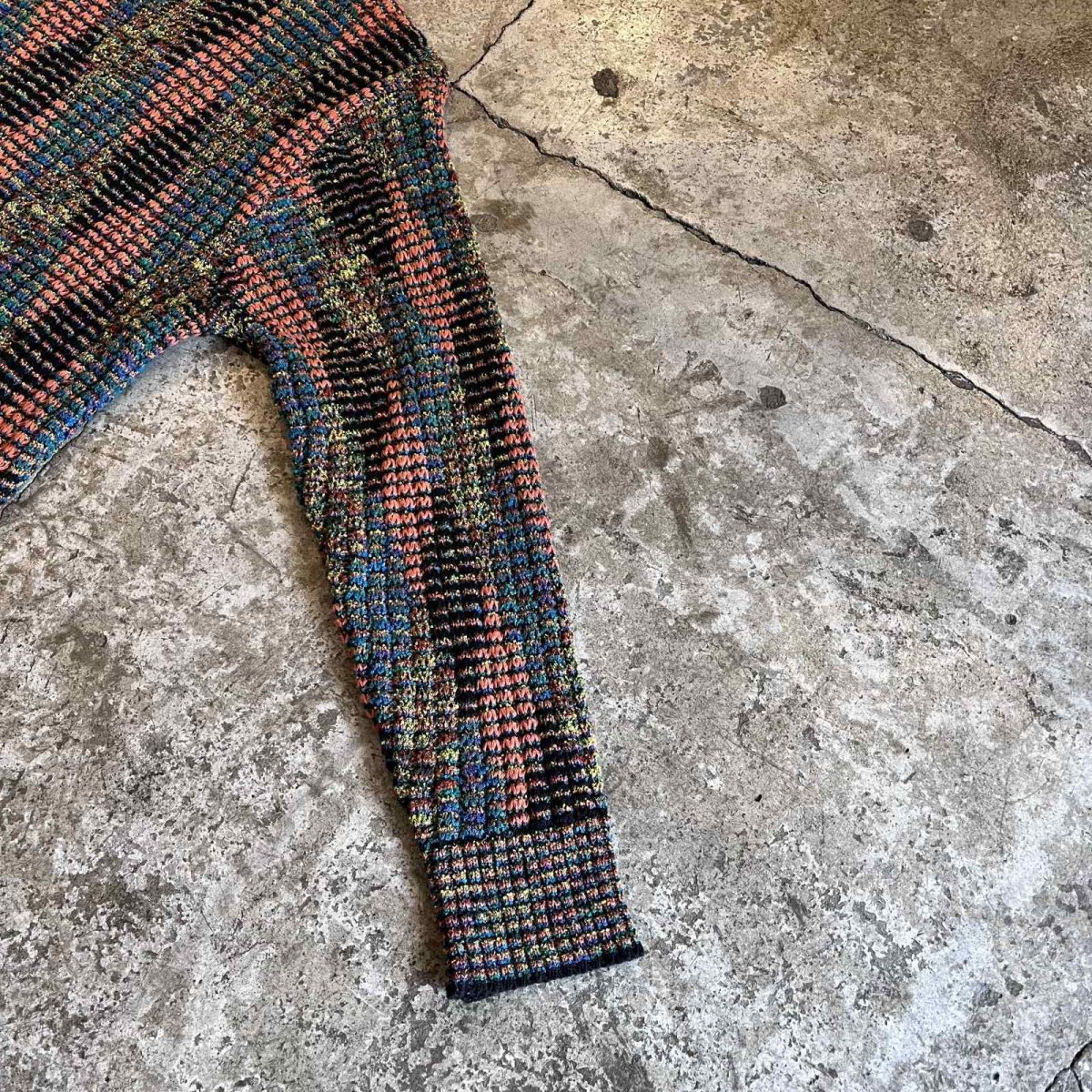 画像7: MIX COLOR ART ALL OVER PATTERN RIB KNIT L/S TOPS / Ladies M~L(L) (7)