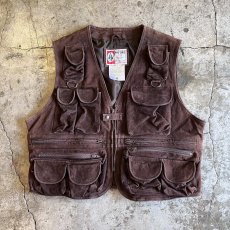 画像1: 14 POCKET DESIGN REAL SUEDE LEATHER VEST / Ladies M (1)