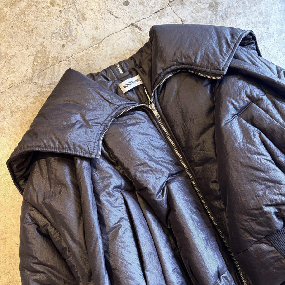 画像3: 【WONDERGROUND】 SAILOR NYLON DOWN ZIP UP SHORT JACKET / BLACK / OS (3)