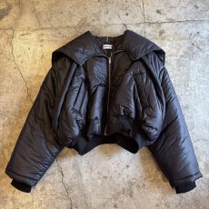 画像1: 【WONDERGROUND】 SAILOR NYLON DOWN ZIP UP SHORT JACKET / BLACK / OS (1)