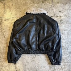 画像2: NECK BOA DESIGN FAUX LEATHER ZIP UP JACKET / Ladies L (2)
