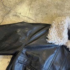 画像11: NECK BOA DESIGN FAUX LEATHER ZIP UP JACKET / Ladies L (11)