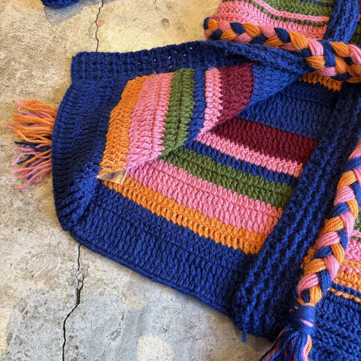 画像6: MULTI BORDER COLOR DESIGN KNIT LONG CARDIGAN / Ladies L (6)