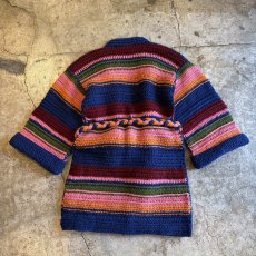 画像2: MULTI BORDER COLOR DESIGN KNIT LONG CARDIGAN / Ladies L (2)