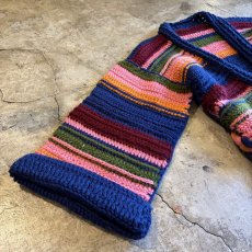 画像5: MULTI BORDER COLOR DESIGN KNIT LONG CARDIGAN / Ladies L (5)