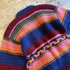 画像9: MULTI BORDER COLOR DESIGN KNIT LONG CARDIGAN / Ladies L (9)