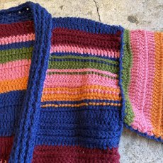 画像7: MULTI BORDER COLOR DESIGN KNIT LONG CARDIGAN / Ladies L (7)