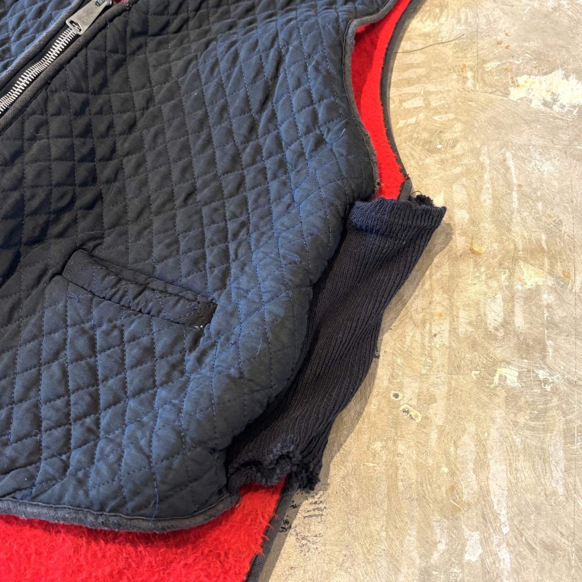 画像10: OLD BOA LINER ZIP UP QUILTING VEST / Mens M~L (10)