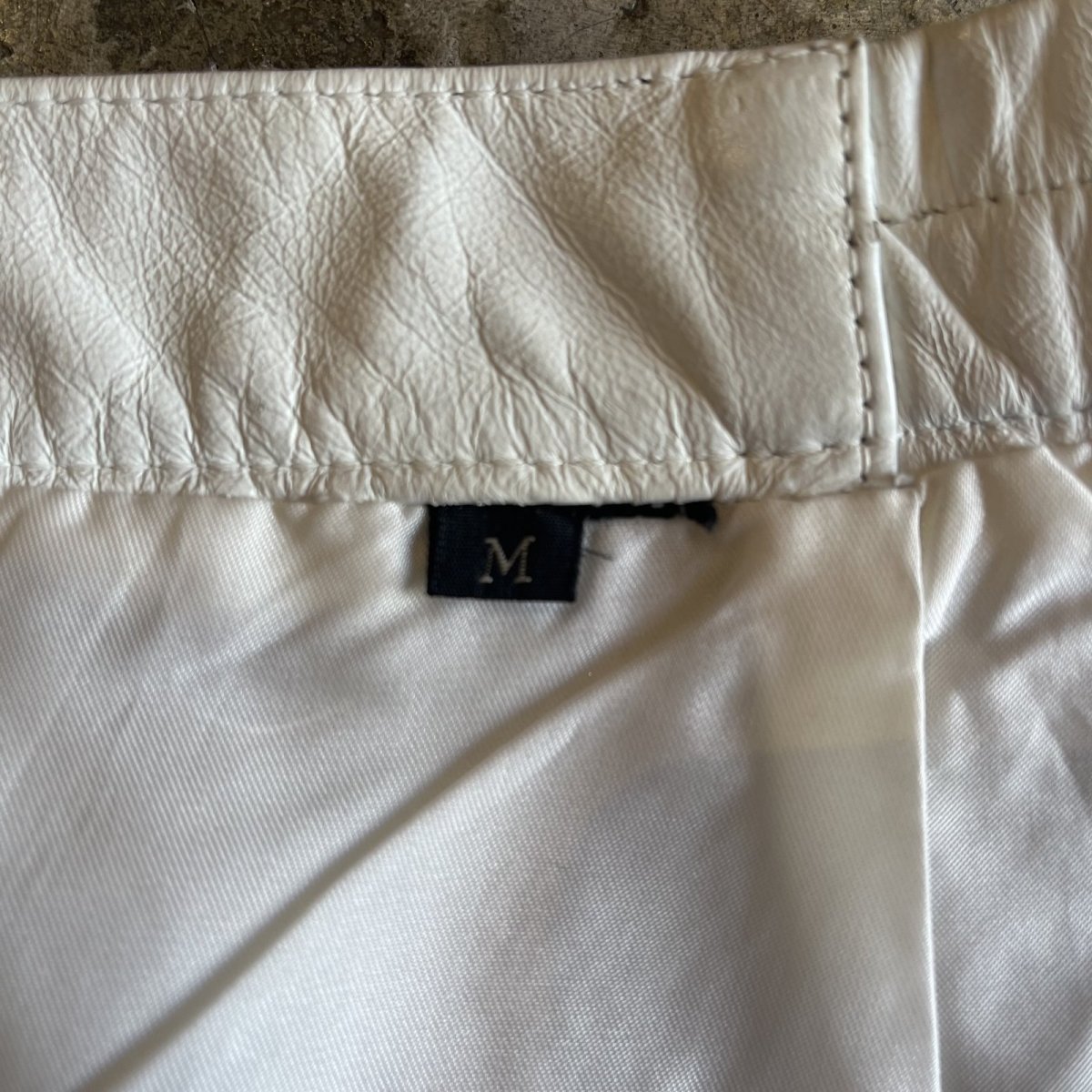 画像17: WHITE COLOR STITCH DESIGN REAL LEATHER SKIRT / W29(M) (17)