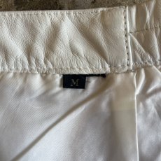 画像17: WHITE COLOR STITCH DESIGN REAL LEATHER SKIRT / W29(M) (17)