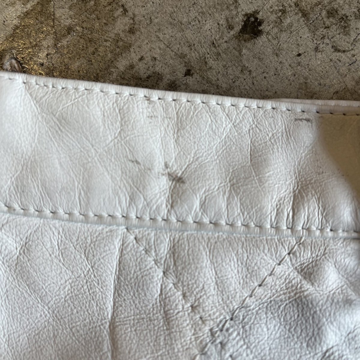 画像12: WHITE COLOR STITCH DESIGN REAL LEATHER SKIRT / W29(M) (12)